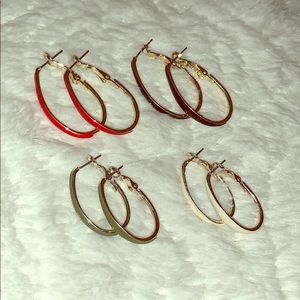 set of 4 hoop earrings